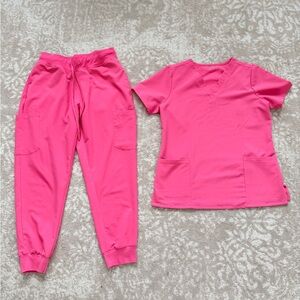 Mandala performance azalea *discontinued* v neck top and jogger scrub set